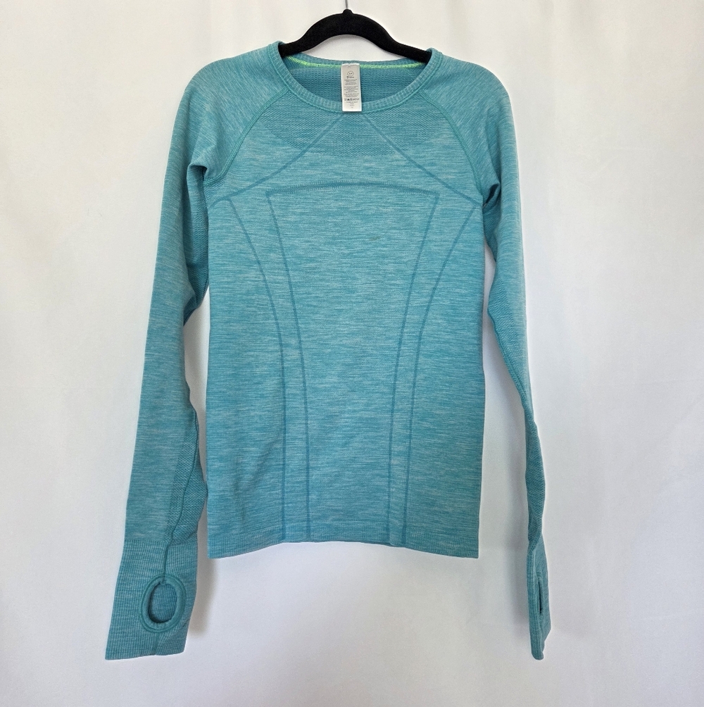 Ivivva Fly Tech Turquoise Long Sleeve Girls Dance Athletic Top
